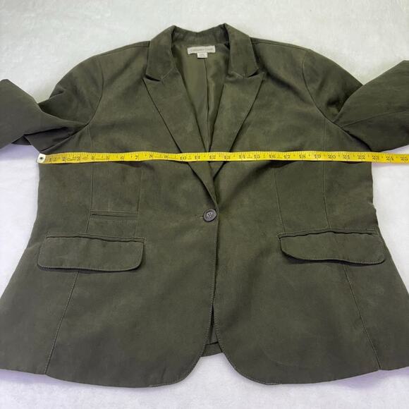 Coldwater Creek One Button Faux Suede Olive Green Blazer Jacket Size L (14-16) - Picture 5 of 11